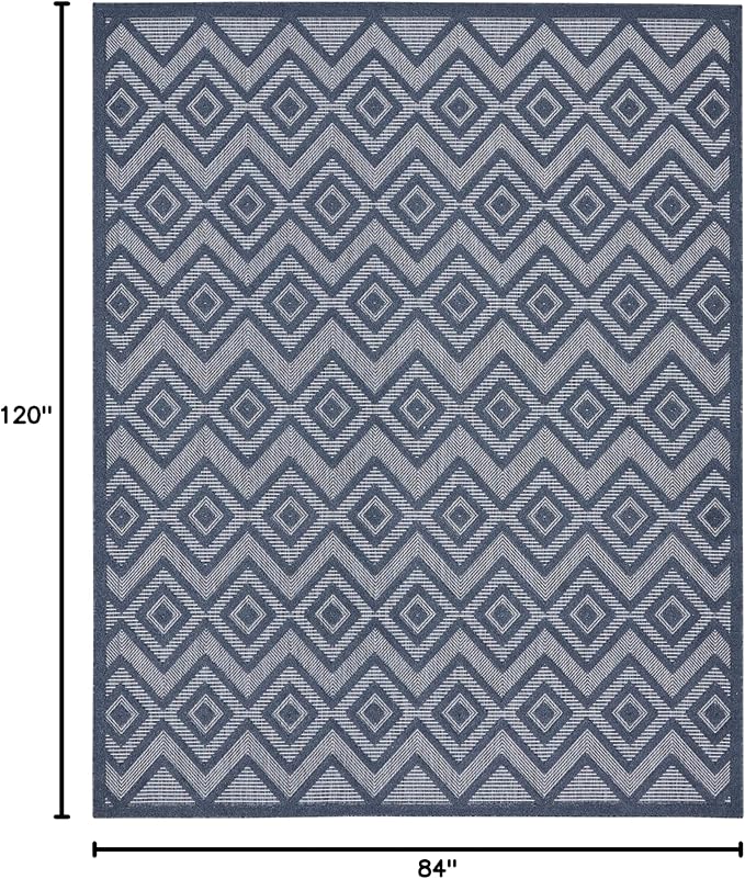 Nourison Home Versatile Navy Blue 7' x 10' Area Rug - Easy Clean, Non Shedding, Bed Room, Living Room, Dining Room, Kitchen (7' x 10')