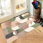 Small Rugs 2x3 Modern Geometric Rug for Entryway Bathroom Kitchen Entrance Doormat,Retro Rust Orange Floor Throw Carpet Non Slip