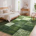 Tepook Modern Area Rug for Living Room, 6x9 Geometric Large Rugs for Bedroom, Washable Patchwork Rug Indoor Non-Slip Throw Carpets for Dining Room Office Farmhouse Home Decor, Green