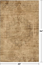 Large Entryway Rug Washable - 5x8 Brown and Mustard Yellow Rug for Mudroom, Foyer, Hall, Living Room, Washable Low Pile Stain Resistent