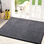 PURRUGS Dirt Trapping Door Mat 34" x 59", Non-Slip Machine Washable Entry Rug, Shoe Scraper, Dog Doormat, Super Absorbent Welcome Mat for Front & Back Door, Muddy Shoes & Paws, Bluish Grey-Black