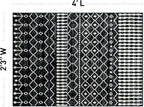 Rugshop Boho Black and White Tribal Area Rug – Geometric Diamond and Stripe Pattern Carpet for Living Room, Bedroom, or Entryway – Soft Modern Bohemian Floor Décor 2' 3" x 4' Black