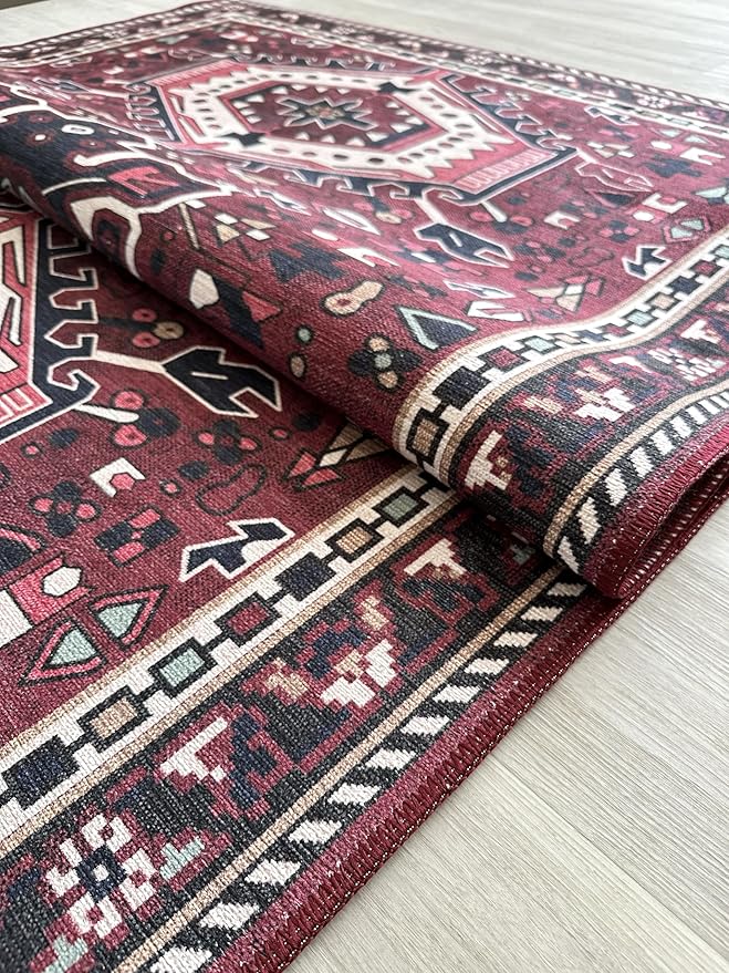 Fame Living Faded Oushak Rug, Turkish Vintage Floral Pastel Large Oversized Area Rugs for Living Room Dining Bedroom Kitchen Bathroom Nursery (848CrNv, 2' x 3')
