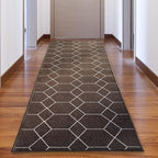 Custom Made Runner Rug for Kitchen Foyer Hallway Entry Choose Your Length Size 26 Inch Wide Geometric Lattice Design Brown Color (18 feet x 26 inch)