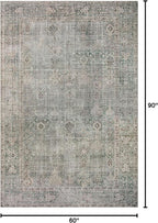Loloi Chris Loves Julia Jules Collection JUL-08 Emerald/Antique Ivory 5'-0'' x 7'-6'', .13" Pile Height, Area Rug