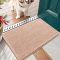 OLANLY Dog Door Mat for Muddy Paws 30x17, Absorbs Moisture and Dirt, Absorbent Non-Slip Washable Doormat, Quick Dry Chenille Mud Mat for Dogs, Entry Indoor Entryway Carpet for Inside Floor, Peach