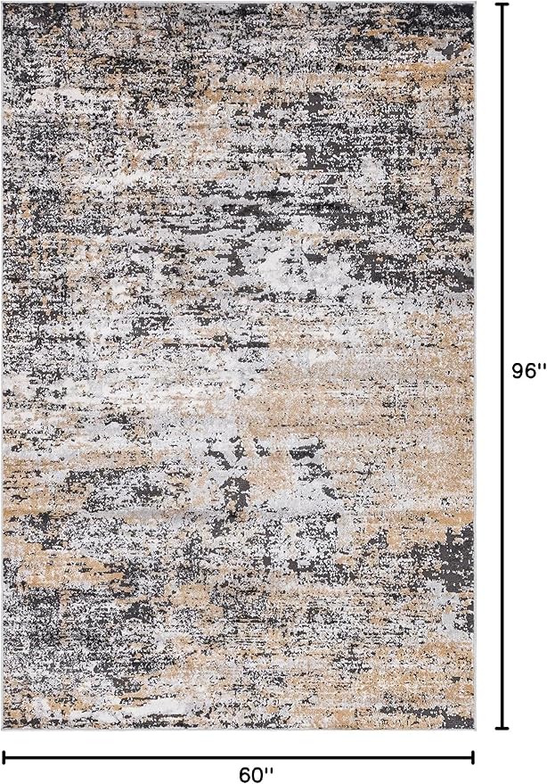 Rugs.com Leipzig Collection Area Rug – 5X8 Beige Low-Pile Rug Perfect for Bedrooms, Dining Rooms, Living Rooms