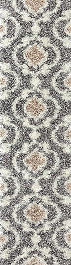 Rugshop Cozy Moroccan Trellis Indoor Shag Runner Rug 2' x 10' Gray/Cream