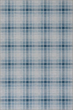 Dash & Albert Andri Plaid Blue Machine Washable Rug, 9.5 X 13.5 Feet, Blue/White Plaid Pattern