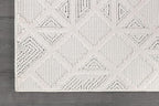 Modern Micro Loop Indoor Area Rugs for Living Room Bedroom Kitchen Geometric Square White 8x10 Luxury Durable Low and High Pile Non-Shedding Stain Resistant Soft Area Carpet 8 x 10