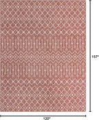 Unique Loom Outdoor Trellis Collection Area Rug - Tribal Trellis (10' x 13' 1" Rectangle, Rust Red/ Ivory)