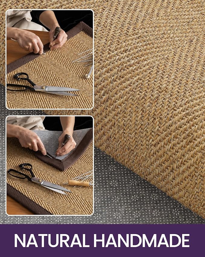DEXI Hallway Runner Rug 3x8 Jute, Woven Braided Sisal Runner Non Slip, Entryway Farmhouse Runner Carpet for Indoor Luandry Hall Backdoor Bedroom, Natural/Brown