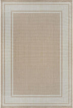Beverly Rug Outdoor Rug 6x9 Modern Bordered Area Rugs for Indoor and Outdoor Patio Deck Porch Garden Waterproof Weather Sun Resistant Washable Outside Carpet (6 x 9 Beige)