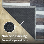 Bloom Rugs Washable Non-Slip 6' x 9' Rug - Blue/Brown Striped Area Rug for Living Room, Bedroom, Dining Room, and Kitchen - Exact Size: 6' x 9'