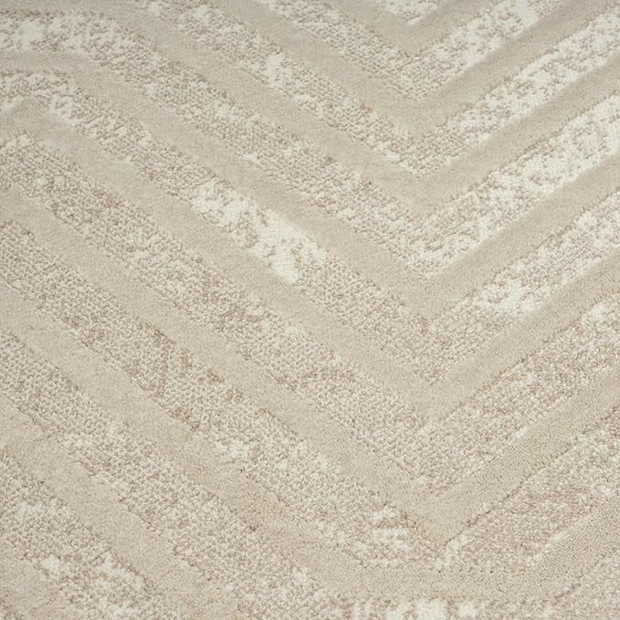Abani Terra Cream 8' x 10' Area Rug for Living Room, Bedroom - Geometric Lines Pattern - Durable & Easy to Clean