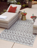 Unique Loom Outdoor Trellis Collection Area Rug - Tribal Trellis (10' x 14' 1" Rectangle, Gray/ Black)