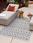 Unique Loom Outdoor Trellis Collection Area Rug - Tribal Trellis (3' 3" x 5' 3" Rectangle, Gray/ Black)