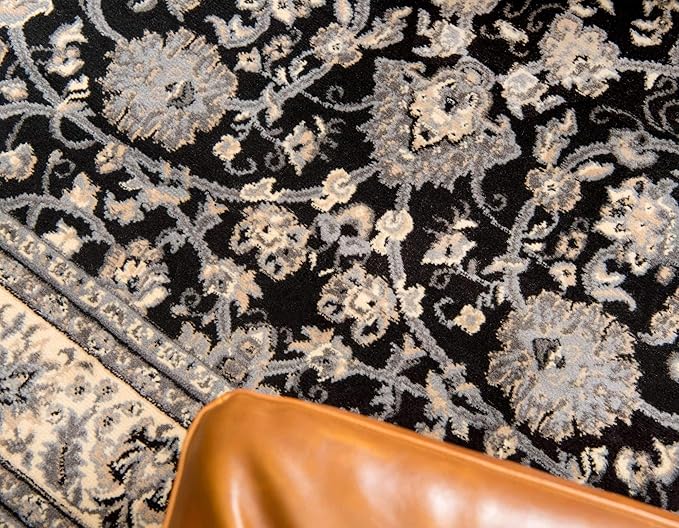 Unique Loom Sialk Hill Collection Area Rug - Washington (5' 3" x 8' Rectangle Black/Gray)