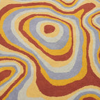 Irregular Shaped Handmade Wool Area Rug | Modern Colourful Stripe Premium Carpet | Perfect for Living Room, Bedroom, Dining Room & Home Decor (Desert, 7x7 ft)