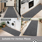 BEQHAUSE Hallway Runner Rugs 2.6x8, Hallway Rug Non-Slip Washable(Rolled-Up NO Creases), Runner Rug Absorbent Stain Resist Hall Rug Carpet Runner, Entryway Rugs Floor Mat Laundry Room Rugs, Charcoal