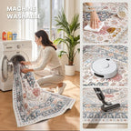 zesthome 10x12 Area Rugs for Living Room,Non-Slip Backing Washable Rugs,Vintage Large Area Rug，Stain Resistant Home Decor Rug (Multi,10'x12')