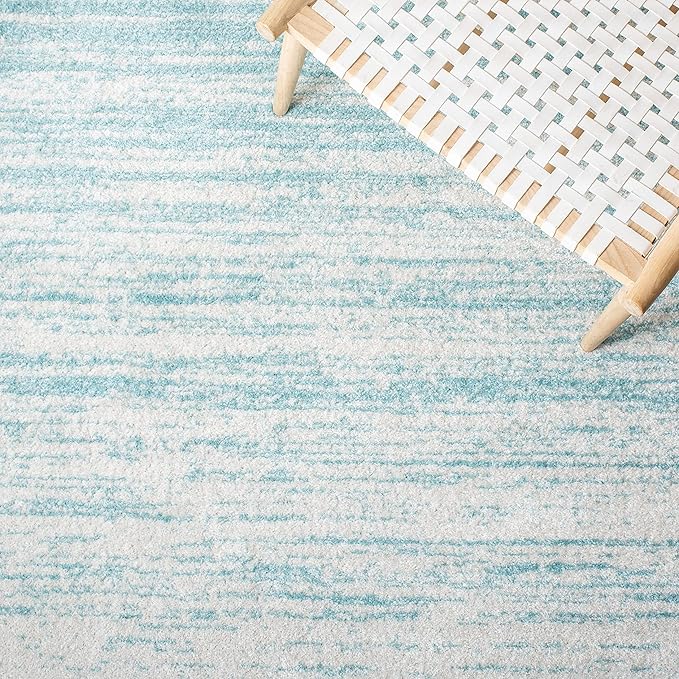 SAFAVIEH Adirondack Collection Area Rug - 5' Square, Aqua & Ivory, Modern Ombre Design, Non Shedding & Easy to Clean, Ideal for Living Room, Bedroom, Office, Dining Space (ADR113J)