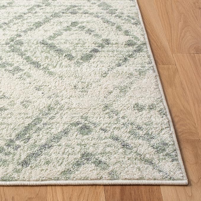 SAFAVIEH Adirondack Collection Area Rug - 10' Square, Ivory & Green, Geometric Design, Non-Shedding & Easy Care, Ideal for High Traffic Areas in Living Room, Bedroom, Dining (ADR131X-10SQ)