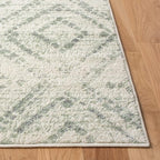 SAFAVIEH Adirondack Collection Area Rug - 4' Square, Ivory & Green, Modern Diamond Distressed Design, Ideal for High Traffic Areas in Living Room, Bedroom, Dining (ADR131X-4SQ)