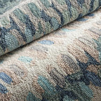 Dash & Albert Paint Chip Stone Hand Micro Hooked Wool Rug, 9.5 X 13.5 Feet, Blue/Green Geometric Pattern