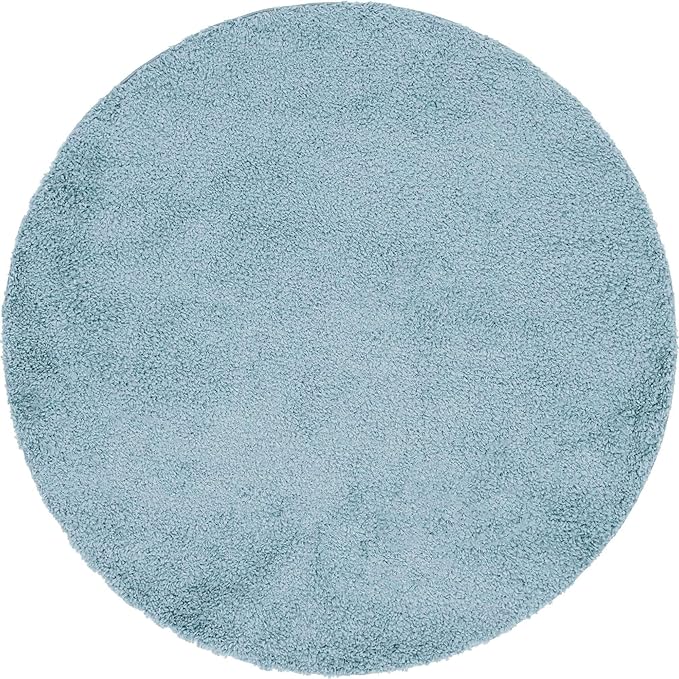 Unique Loom Davos Shag Collection Area Rug - Solid (6' 7" Round, Aqua)