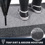 PURRUGS Dirt Trapper Door Mat 34" x 60", Non-Slip/Skid Machine Washable Entryway Rug, Shoes Scraper, Throw Rug, Super Absorbent Area Rug for Muddy Wet Shoes and Paws, Light Grey & Grey