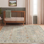 Bavni Area Rugs for Living Room, 5x7 Area Rugs Non-Slip Washable，Ultra-Thin Aesthetic Boho Rug for Bedroom Dinning Room Office, Earth Yellow