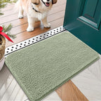 OLANLY Dog Door Mat for Muddy Paws 24x16, Absorbs Moisture and Dirt, Absorbent Non-Slip Washable Doormat, Quick Dry Chenille Mud Mat for Dogs, Entry Indoor Entryway Carpet for Inside Floor, Sage Green