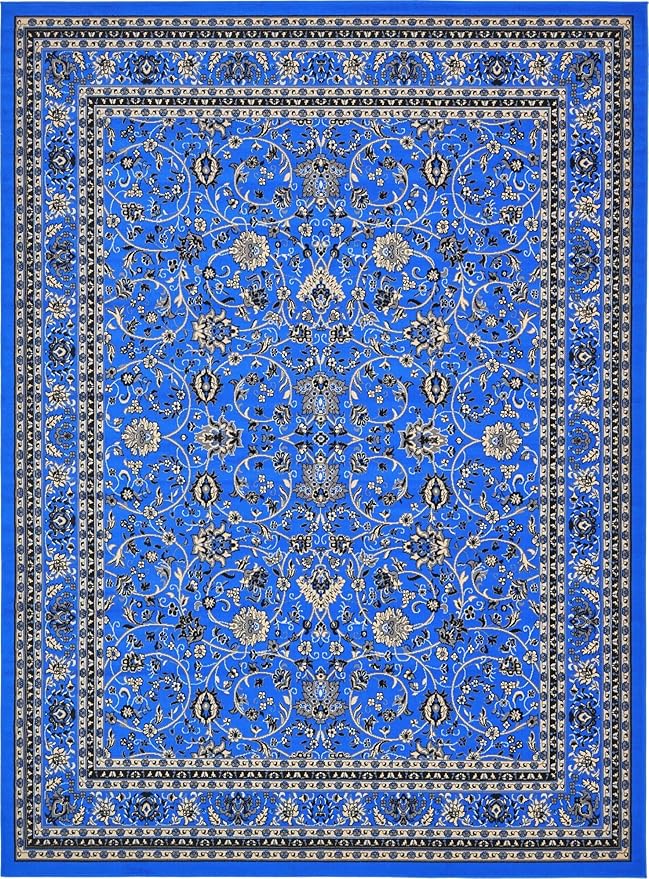 Unique Loom Sialk Hill Collection Area Rug - Washington (9' 10" x 13' 1" Rectangle Dark Blue/Black)