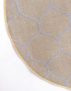 Rugs.com Lattice Frieze Collection Rug – 7' Round Yellow Medium Rug Perfect for Kitchens, Dining Rooms
