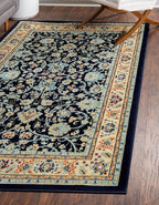 Unique Loom Sialk Hill Collection Area Rug - Washington (7' 10" x 10' Rectangle Navy Blue/Cream)