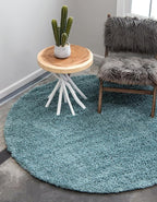 Unique Loom Solid Shag Collection Area Rug (5' 3" Round, Light Slate Blue)