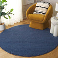 SAFAVIEH Natura Collection Area Rug - 4' Round, Navy & Blue, Handmade Wool Blend, Textured Design, Ideal for Living Room, Bedroom, Dining Space (NAT620M)