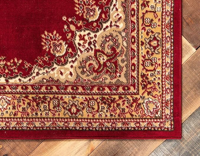 Unique Loom Reza Collection Traditional Persian Style Area Rug, 2 ft 2 in x 3 ft, Burgundy/Ivory