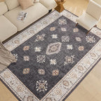 ILANGO Washable Area Rugs 5x7 for Living Room Vintage Area Rugs Non Slip Boho Dining Room Rugs for Under Table Ultra-Thin Low-plie Floor Carpet for Bedroom Farmhouse