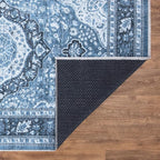 Bloom Rugs Caria Washable Non-Slip 12 ft Runner - Blue Traditional Runner for Entryway, Hallway, Bathroom, and Kitchen - Exact Size: 2'6" x 12'