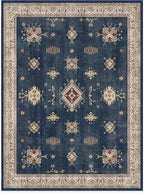 RUGGABLE Washable Vintage Area Rug – Verena Sapphire 9x12, Stain-Resistant, Non-Slip – Large Machine Washable Rugs for Living Room, Bedroom, Hallway, Entryway & Office–with Standard Pad