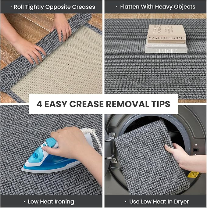 IOHOUZE Washable Area Rug 3x5 Non Slip Rubber Backed Woven Rugs for Entryway Rugs Indoor Outdoor Doormat Throw Rug Floor Carpet for Entrance Kitchen Front Door, Dark Grey