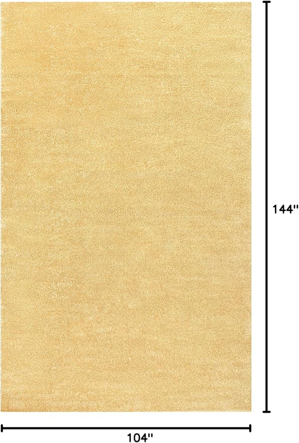 Eyely UES100B-9 Supersoft Haze Solid Low-Pile Indoor Area Rug Casual;Contemporary;Solid;Traditional, Bedroom, Kitchen, Living Room, Easy-Cleaning, Non-Shedding, 9 X 12, Mustard