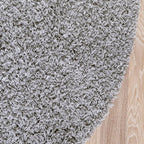 Unique Loom Solid Shag Collection Area Rug (4' 1" Round, Cloud Gray)