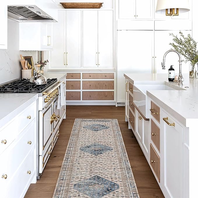 Washable Area Rug. Modern Farmhouse. Vintage. Turkish. Bohemian. Distressed. Oriental. Traditional. Rugs for Living Room. Dining. Bedroom. Office. Entryway. Foyer. (859NC, 2'5" x 6'5")