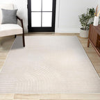 JONATHAN Y Hallie High-Low Curve Ivory/Cream Indoor/Outdoor Area Rug, 6x9, Minimalist, Pet Friendly, Non-Shedding, Stain Resistant, Hose-Washable for Backyard, Patio, Porch (SCN100B-6)