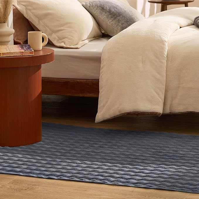 Bedsure 3x5 Fluffy Area Rugs for Living Room, Machine Washable Rugs, Non-Slip Backing, Non-Shedding, Pet Friendly Throw Rug for Bedroom Dining Room, Grey
