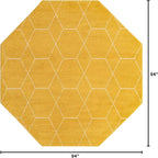 Unique Loom Trellis Frieze Collection Area Rug - Geometric (7' 10" Octagon, Yellow/ Ivory)
