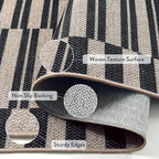 Lahome Striped Easy Jute Carpet, 8x10 Living Room Rugs Indoor Outdoor Patio Dining Room Rug, Farmhouse Non Slip Non Shedding Non Shedding Black Carpet for Deck Backyard Mudroom